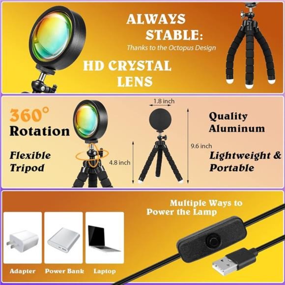 Sunset Lamp Projector, Countless Colors Sunset Lamp with APP & Remote Control - Picture 6 of 6